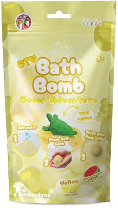 Science4you Bombe da Bagno Sacchetto Giallo per Bambini +6 – Kit di Bombe da Bagno, Kit Scientifico Educativo Tartaruga, Esperimento Cosmetico, Regalo Cosmetico per Ragazze e Ragazzi di 6 7 8+ Anni