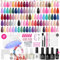 Beetles Nagellack-Set mit UV-Licht – 68-teiliges Set, 35 Farben, Pink, Glitzer, Nude, Grau, Gel-Lack mit Basis und mattem und glänzendem Überlack, Vivid Seasons Gel-Nagel-Set