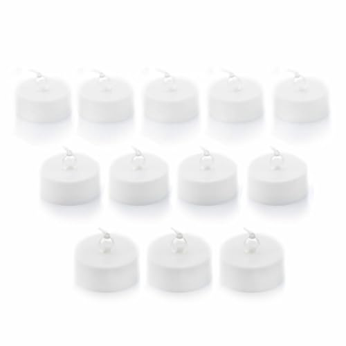 InnovaGoods® Bougies 12 pièces, bougies led effet flamme, set de bougies lumière chaude, ne chauffe pas et ne brûle pas, longue durée de vie (70-75 h), bouton on/off. Couleur blanche.