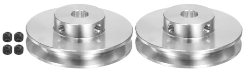 QUARKZMAN 2er Set V-Typ Riemenscheibe Keilriemenscheibe 8mm Bohrung 50mm Außendurchmesser Einzelrille Aluminiumlegierung für 3-5MM PU Rundriemen Motorwellen-Bohrmaschine