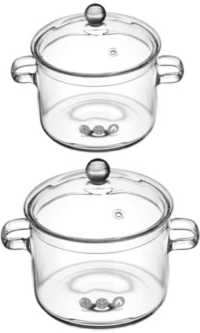 Alipis 2stücke Glastopf Mit Deckel Hitzebeständiger Durchsichtiger Kochtopf Für Herd Lebensmittelkochtopf Als Küchenzubehör Geeignet Für Eintopf Und Suppe