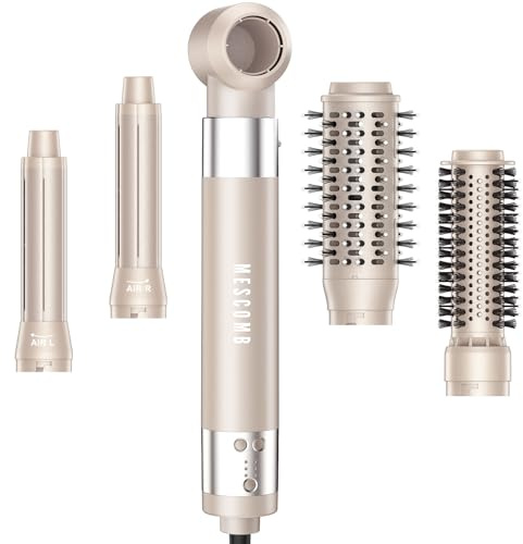 5 IN 1 Haarstyler - MESCOMB 110,000U/Min Air Styler mit Hochgeschwindigkeits Haartrockner, Automatischer Locken, Volumizer und Glätteisen, Ionen Haartrockner Schnell Trocknend