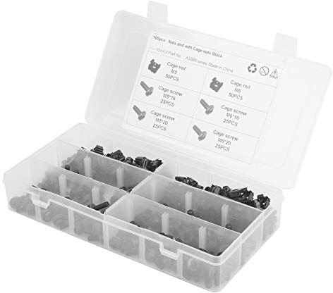 Kit de Tornillos y Tuercas Enjauladas 200 Piezas M5 M6 Accesorio para Vehículo Negro de Acero Al Carbono