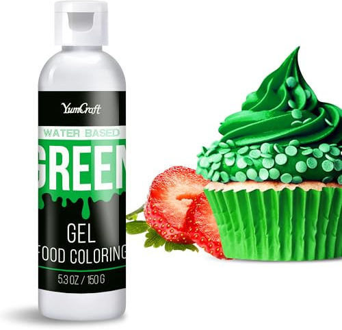 Lebensmittelfarbe Gel - Hoch Konzentriert Gel Lebensmittel Farbe zum Kuchen, Backen, Ostereiern, Getränken - Zuckerfrei Food Coloring für Fondant, Zuckerguss, Slime, Tortendeko (Grün, 150g)
