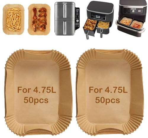 Camiraft Papier Cuisson pour Ninja Foodi Air Fryer,100 Pièces 22x14cm Rectangulair Paper Liner Friteuse Sans Huile Accessoires pour Ninja SL400EU/AF400EU