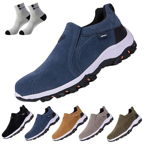URWEIGH Chaussures De Marche Orthopédiques pour Hommes, Chaussures Orthopédiques Confortables à Enfiler avec Soutien De La Voûte Plantaire, Chaussures à Enfiler Rembourrées (Bleu,41)