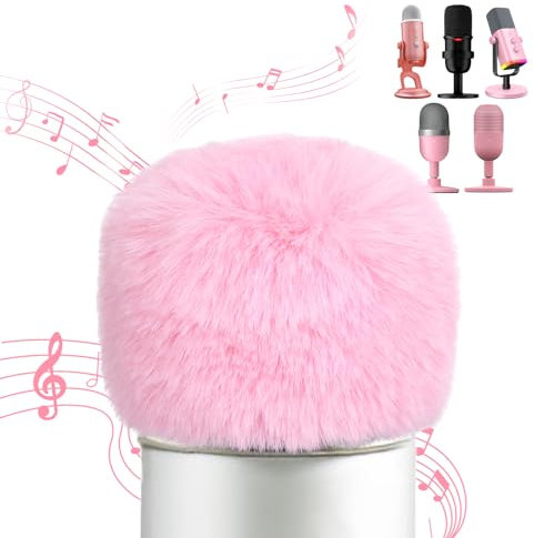 YOUSHARES Protezione anti-vento per microfono compatibile con Blue Yeti, Yeti Nano, AM8, HyperX SoloCast, Seiren Mini e altri microfono USB ASMR, filtro peloso micro pop, colore rosa