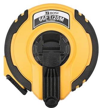 B BOSI 65FT/20M Fiberglass Tape Measure, Self-Lock, 3X Rewind, Inch/Metric Scale