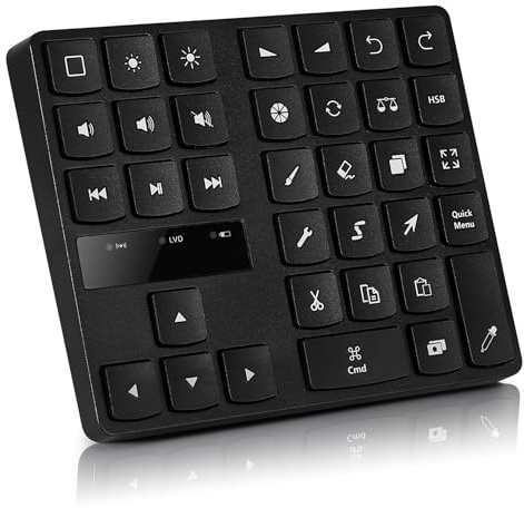 Tavoletta Grafica Wireless, Mini Tastiera da Disegno a 35 Tasti, Tastiera da Disegno Ergonomica con una Sola Mano, Tastiera BT con Batteria Agli Ioni di Litio da 250 MAh,