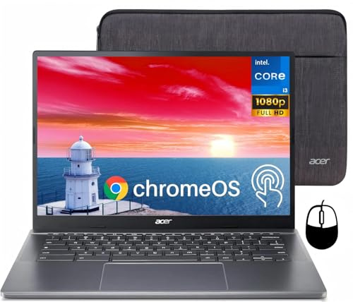 acer Chromebook Plus 514 Touchscreen Laptop, Intel 8-Core i3-N305, 8 GB LPDDR5 RAM, 1 TB SSD, 14 Inch FHD Business Laptop, Wi-Fi 6E, 1080P Webcam, SD Card Reader, Chrome OS+Designed Accessories