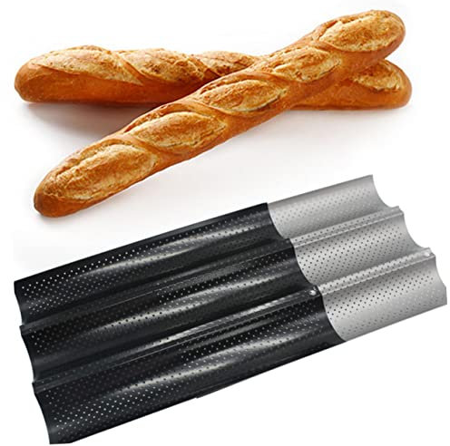 MAGICLULU Stampo Da Forno Per Grissini Teglia Da Forno A 3 Scomparti Argentato Per La Cottura Del Pane