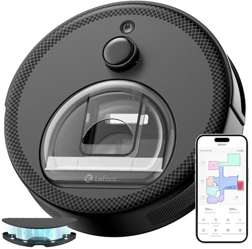LEFANT M330 Robot Aspirapolvere con Mappatura, 5000Pa, 150min, Navigazione dToF, Evitamento ostacoli PSD, Area virtuale, WiFi/Alexa 2,4GHz e 5GHz, Nero