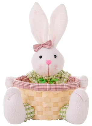 Osterkörbchen, Osterkörbchen mit Hasen, Osterkorb Kinder, Osternester zum Befüllen, Osternest Basteln, OsterGeschenktüten, Osterhasen-Eiersuchkorb Aufbewahrungskorb für Ostergeschenkkörbe (Fliege)