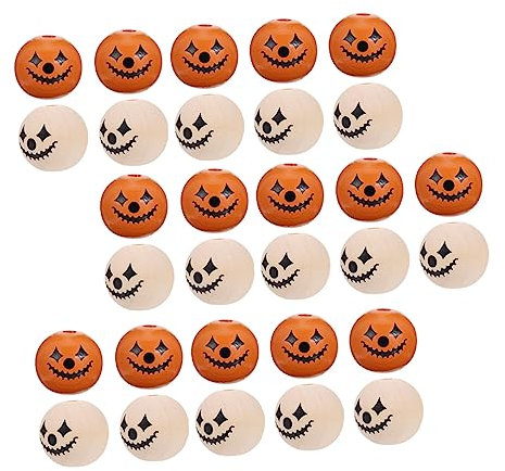 STOBOK 3 Sätze Halloween-holzperlen Halloween Mitgebsel Halllowen Dekoringe Dekoration Kürbis Holzperlen Perlen Masse Massenperlen Perlen Für Schmuck Runde Holzperlen Hölzern 60 Stück * 3