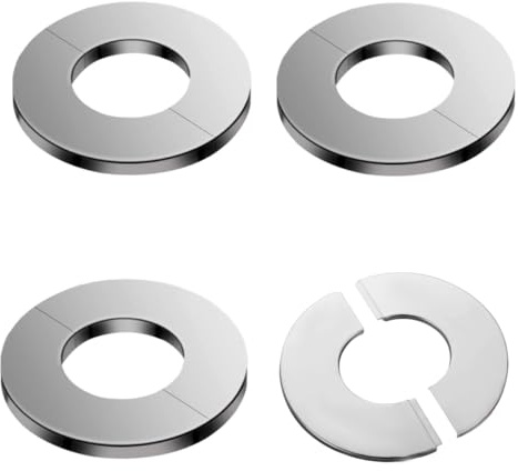 4er-Pack Edelstahl-Rohrabdeckungen, Runde Rosettenplatte, Wandmontiertes Zubehör for Wasserrohrabdeckungen, Wand-Split-Flansch for Duschrohr, Herdhahn, Wasserhahn-Dekoration, Badezimmer(100mm)