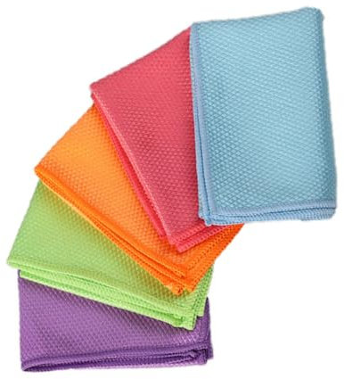 Mikikit 5 Paños de Limpieza de Fibra Superfina, sin Marcas, Absorbentes y Resistentes, para Cocina y Hogar, Platos y Cucharas Color Aleatorio