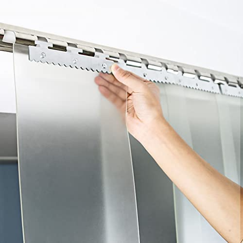 Tenda a strisce in PVC opaco satinato, 18,5 cm di larghezza, trasparente, tenda a doghe per portico, pergolato, cabina, spessore 2,1 mm, altezza 2 m, 1 pezzo