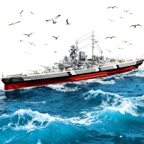 Schlachtschiff Bausatz für Erwachsene und Jugendliche ab 14,Großes Military World Schlachtschiffmodell der Bismarck Klasse,Sammlerstück,Spielzeug Kriegsschiff,Geburtstagsgeschenk für Bausteinliebhaber