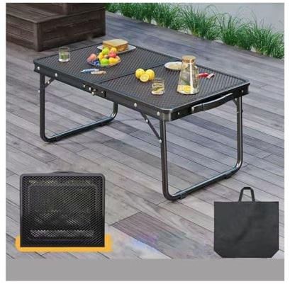 WYJRO Mesa Plegable Playa con Mesa De Malla,Mesa Auxiliar Barbacoa para Exteriores Campamento Barbacoa Playa,Mesa Plegable Camping 2 Alturas Ajustables,B Non liftable,70cm/27.5”