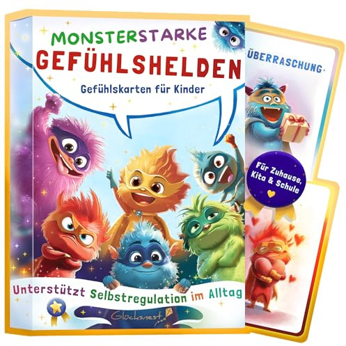 Gefühlskarten für Kinder - Entdecke Monsterstarke Gefühle mit den Gefühlshelden - Gefühlsmonster Karten und Gefühlsmonster Figuren fördern Empathie - Emotionskarten für Kinder als Emotionen Spiel