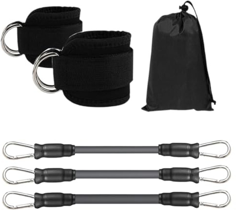 Fußschlaufen Kabelzug mit D-Ringen, Fußkettchen mit Seilzug, Knöchelriemen, Fußkettchen mit Doppel-D-Ring, verstellbares Fußkettchen fürs Fitnessstudio, Beintraining für Gesäß und Beine
