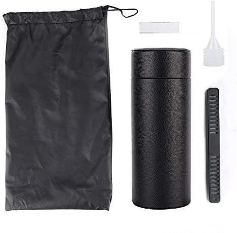 LIYJTK Mini tragbarer PU -Leder -Zedern aus Zigarre Humidor Aufbewahrt Pot (Schwarz)