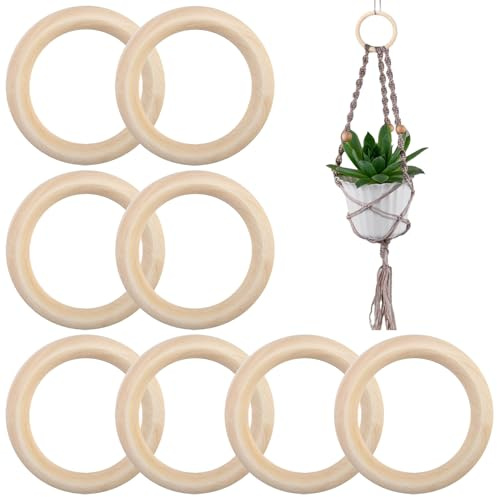 8 Stück HolzringeZum Basteln,10cm Natürliche Holz Ringe,Holzringe,Holzring,HolzringeMakramee,Vorhangringe Holz,Natürliche HolzMakramee Ringe,Für Diy Schmuck Makramee Armband Anhänger Hängende