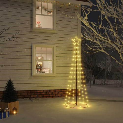 ACAGALA LED Weihnachtsbaum Metall Groß Kegelform 108 LEDs 180x70 cm Beleuchtete Tannenbaum Außen mit Stern, Warmweiß Lichterbaum, Weihnachtsdekoration für draußen XXL