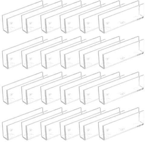QUARKZMAN 24Pcs Connettori In Plastica Per Vetro Adatti Per Trasparente | Morsetti A 180 Gradi Per Vetro Spesso 6mm, Supporto Per Fissaggio Senza Cornice Per Acquari Scaffali Espositivi