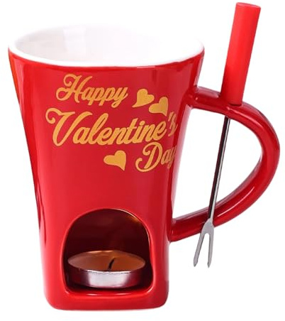 Schokoladen-Fondue- mit Gabel, 200 ml, zum Schmelzen von Süßigkeiten, Keramikbecher zum Schmelzen von Schokolade, weiches Design, das die Wärme speichert, ideal für Butter, Käse, Termine