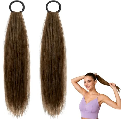 Ponytaill Exteansion, 2 stycken hårstycken fläta i ljusbrun, NlsqEU hästskrämma hårdel, hårförlängning fläta, perfekt för dagligt bruk och speciella tillfällen
