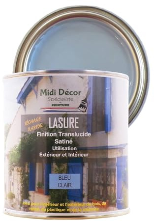 Rustins peinture à l'eau lasure, mate, pour tous types de bois et métaux intérieurs et extérieurs – 35 m² (2,5 l, Ciel bleu)