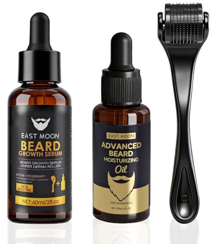 Bartwuchs Kit,Bartwachstum Set mit Bartroller,Bartwuchs Serum Öl | Beard Roller,Beard Growth Kit,Stimuliert Schnurrbart und Haarwachstum,Geschenke für Männer Vater
