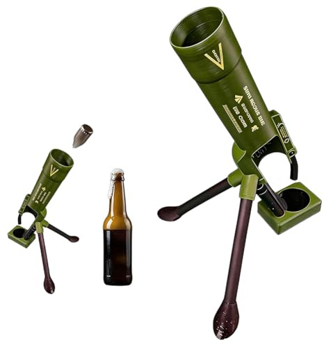 Introti 51 mm mörsare ölflasköppnare, kraftig taktisk kapsylkastare, handsfri nedtrycksöppnare för öl, bar, skrivbord, heminredning, unik skämtgåva för män och ölälskare