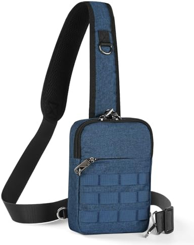 BROADREAM Bandolera Antirrobo - Bolso Táctica para el Pecho - Mochila Cruzada Hombro Impermeable - Pequeño Bolso de Mano con Cremallera y Bloqueo de RFID