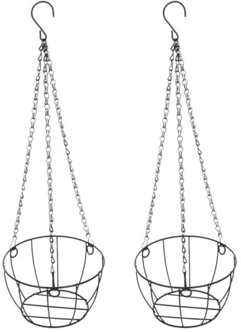 Hemobllo 2pcs round Iron Hanging Plant Holders with Chains for Succulents and Plants, Elegant and Stylish Wire Planters for Porch and Garden Home Decor