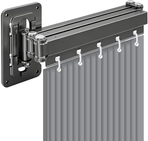 Duschdraperi utan borrning, gammal vikbar duschdraperistång, väggmontering hörngardinstänger, justerbar vinkel duschdraperistång, formbar utan borr (3-fack, 92 cm)