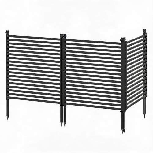 Koioplie Metall-Gartenzaun 3er-Set 120x274 cm, schwarz, wetterfest | Dekorativer Sichtschutz, stabile Bauweise, geeignet für Beetumrandung und Grundstücksabgrenzung