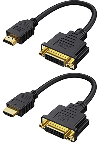 CableCreation HDMI auf DVI-Kabel, [2er-Pack, 0,15m] Bidirektionaler HDMI-Stecker auf DVI-Buchse, DVI HDMI Konverter Kompatibel mit HDTV, PS3/PS4, DVD, Unterstützt 1080P, 3D | Bidirektionaler HDMI-Stecker auf DVI-I (24+5) Buchse, Konverter für PC, TV, TV-Box, PS5, Blue-ray, Xbox, Switch