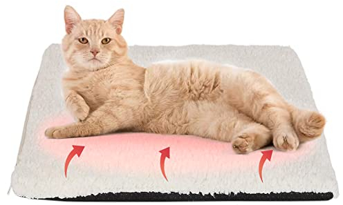 Self-Heating Thermal Pet Pad, Cat Blankets for Indoor Outdoor, Pet Pads with Removable and Washable Cover, Self-Warming Winter Pet Bed Mat Blanket for Cat Rabbits Puppies Kittens 60x 45 cm