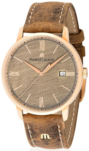 Maurice Lacroix Unisex-Erwachsene analog Swiss Quartz Uhr mit Leder Armband EL1118-PVP01-210-1