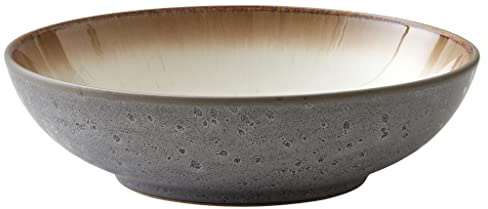 BITZ Pastaschüssel, Schüssel/Schale für Pasta und Salate, Durchm. 20 cm, Steingut, Grau/Creme