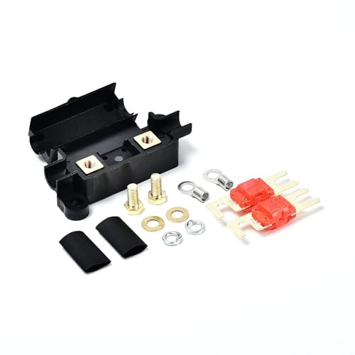TopHomer Sicherungshalter 12V mit 2 Mini ANL Sicherungen 50A + 4mm Anschlüssen – Spritzwassergeschützt für Auto, LKW, Wohnmobil, Boot, Motorrad