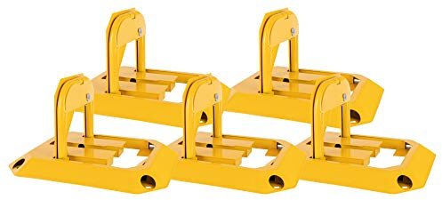 Stagecaptain PPS-G30 Parkplatzschloss 5x Set - Klappbare Parkplatzsperre - Abschließbar (alle PPS-G30 lassen sich mit dem gleichen Schlüssel schließen) - Aus robustem Stahl - Gelb