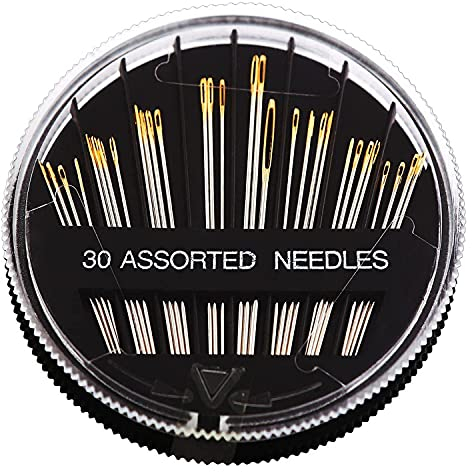 Agujas de coser, 30 agujas de coser, agujas de coser a mano, agujas de bordar, incluye todas las longitudes necesarias para coser a mano (3,1 cm a 5,1 cm)
