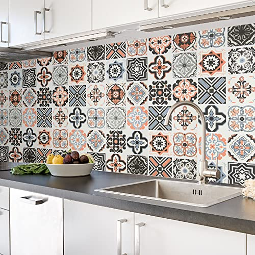 Mosaik Folie Fliesenfolie Küchenrückwand Fliesenaufkleber 60 x 500cm Mosaikfliese Klebefolie Fliesen für Küche PVC Deko Fliesenfolie Kacheldekor Type A