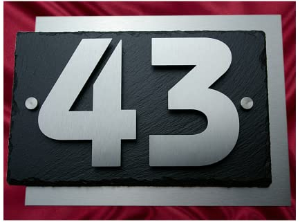 3D Hausnummer Edelstahl Schiefer Design Hausnummernschild Anthrazit Türschild V2A Leskow Metalldesign