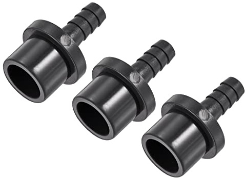 sourcing map PVC Pipe Fitting 8mm Barbed x 20mm OD Spigot Straight Tube Adapter Hose Quick Connector, Black Pack of 3