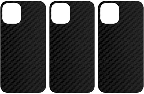 [3 Stück] apgo Protective Skin für Apple iPhone 12 mini – Rückseiten Skin Sticker, Wrap Folie, Vinyl Schutzfolie für die Rückseite, Motiv Carbon Schwarz