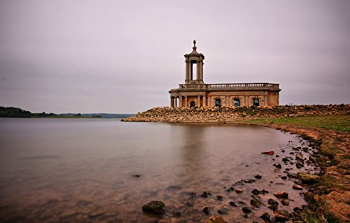 LHJOYSP 1000 Teile Puzzle,natürliche Schönheit,See,Rutland Wasser,Normanton Church,75x50cm